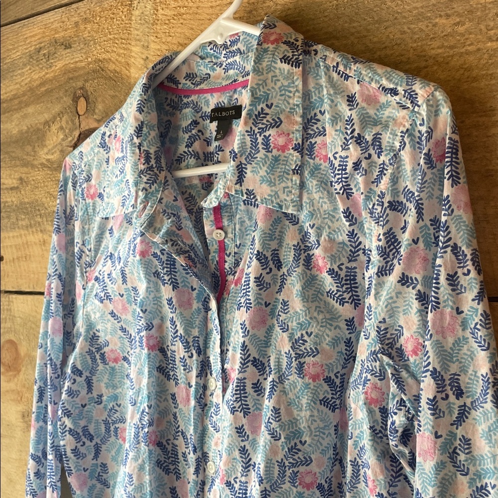Talbots Leaf Print Button Down - image 3
